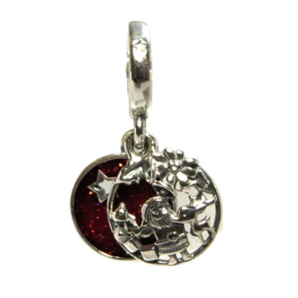 Pandora Christmas Peace Love Joy Santa Dangle Enamel & SS .925 Charm 798468C01 - Picture 1 of 5